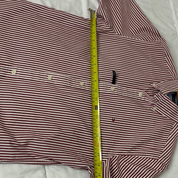 Tommy Hilfiger Red and White Striped Long Sleeve Mens Shirt - Picture 9 of 15